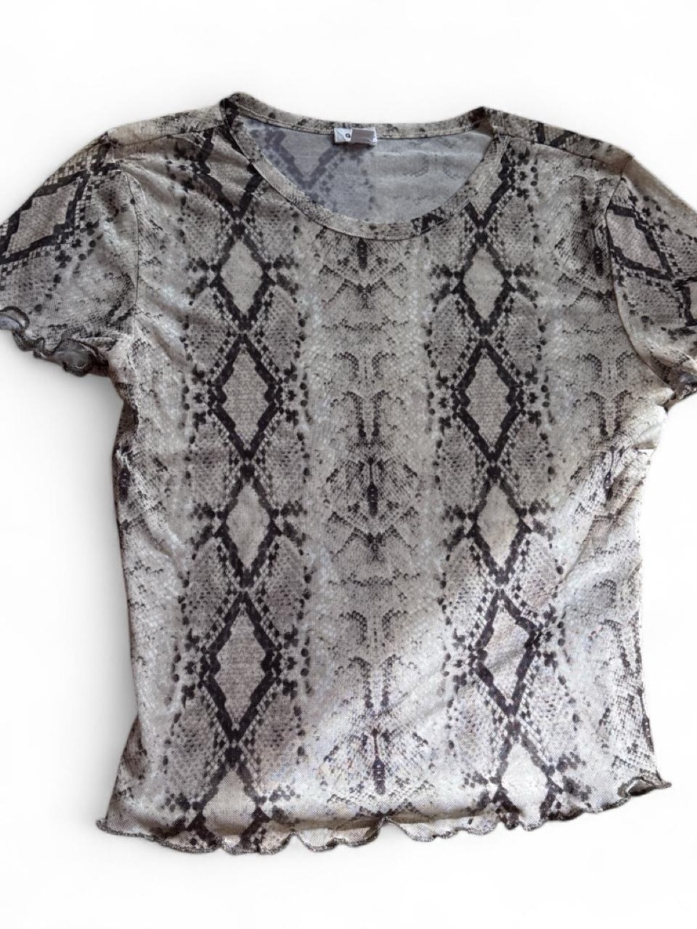 Garage Snake Print Short Sleeve Top - Brown Gray and Black